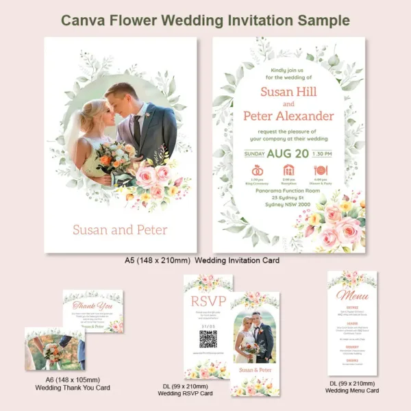 Canva Flower Wedding Invitation 1