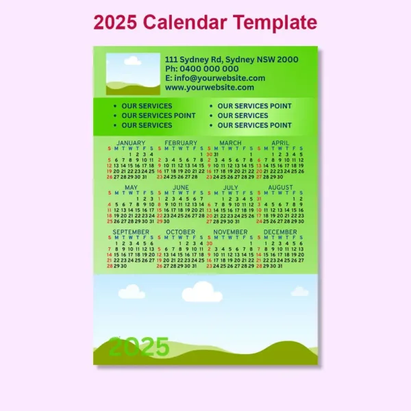 2025 Calendar Canva Template6