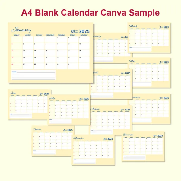 A4 Blank Calendar Canva Template2