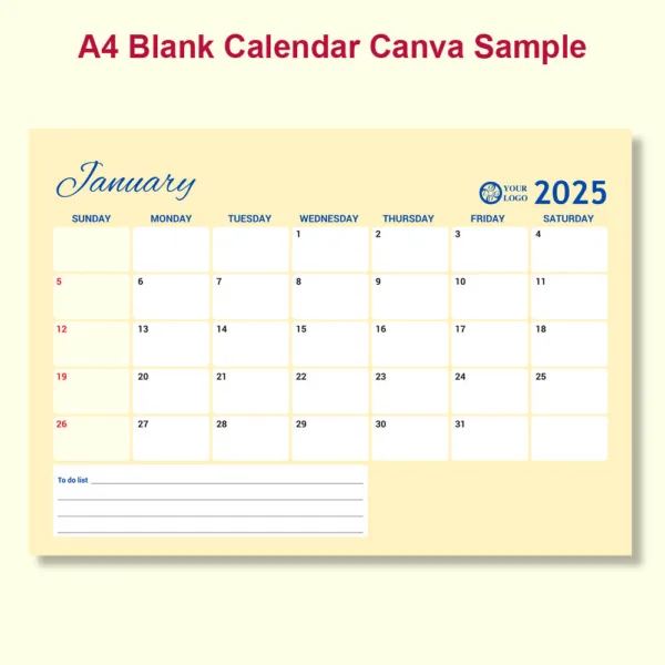 A4 Blank Calendar Canva Template3