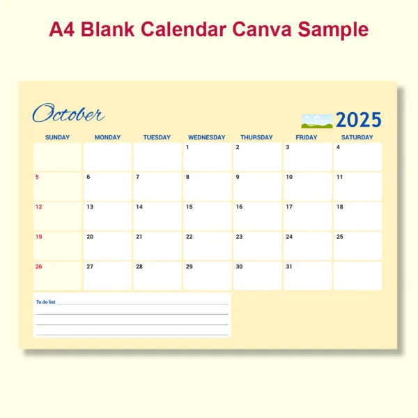 A4 Blank Calendar Canva Template5