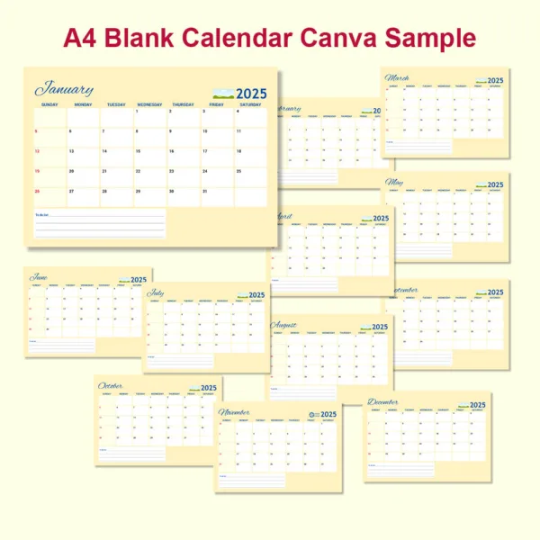 A4 Blank Calendar Canva Template6