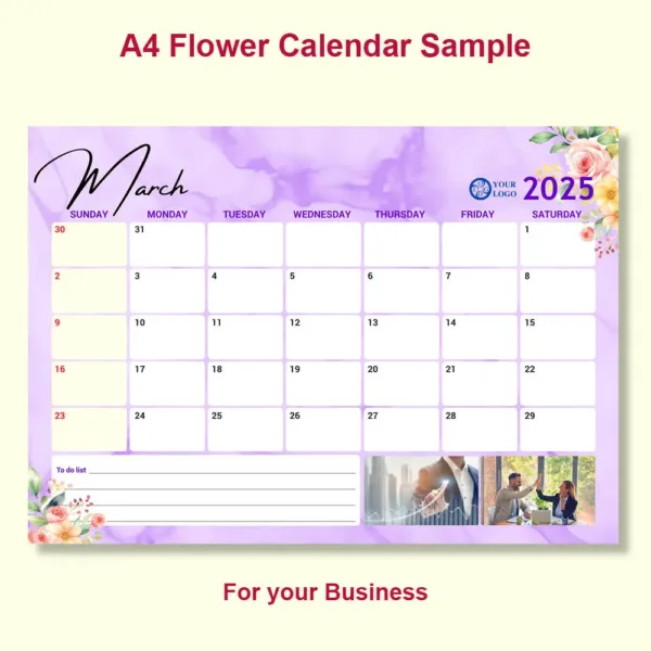 A4 Flower Calendar Canva Template 4