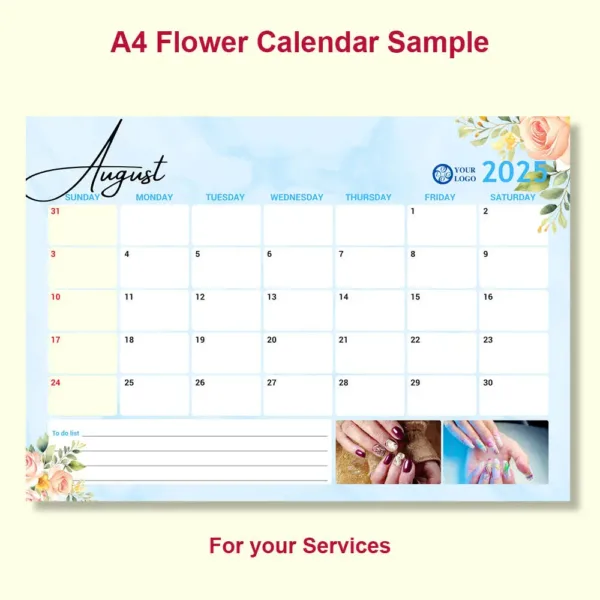 A4 Flower Calendar Canva Template 5