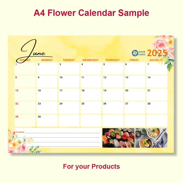 A4 Flower Calendar Canva Template 6