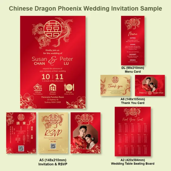 Chinese Dragon Phoenix Wedding Invitation