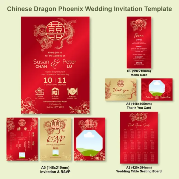 Chinese Dragon Phoenix Wedding Invitation2