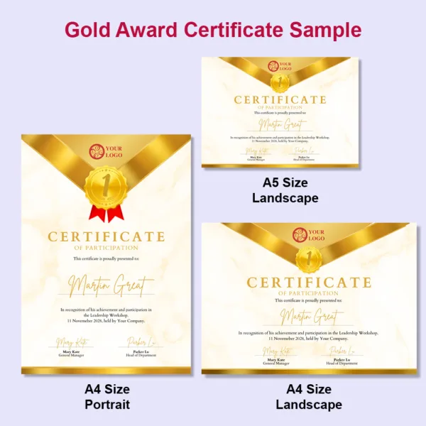 Gold Award Certificate 01