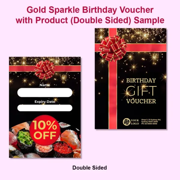 Gold Sparkle Birthday Voucher with Product 01