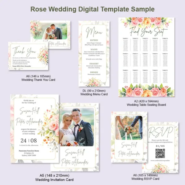 Rose Wedding Card Template